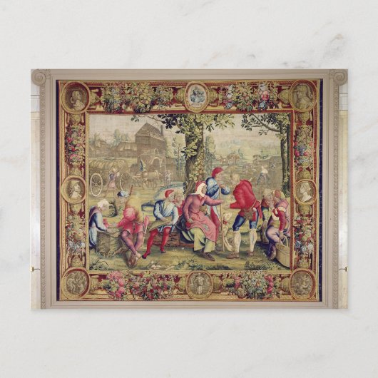 De Harvesters betalen, de Gobelins Workshop Briefkaart (Voorkant)