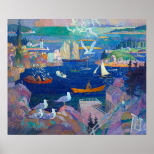 De haven bij Herring Gut door Newell Convers Wyeth Poster