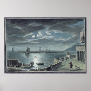De haven en de kobb, Lyme Regis door Moonlight Poster
