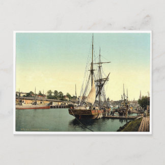 De haven, Lubeck, Duitsland klassieke Photochrom Briefkaart