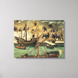 De haven van Sevilla, c.1590 Canvas Afdruk
