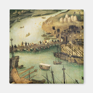 De haven van Sevilla, c.1590 Magneet