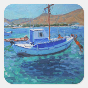 De haven van Tinos 2012 Vierkante Sticker
