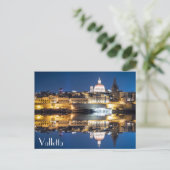 De haven van Valletta in de stad 's nachts Briefkaart (Staand voorkant)