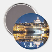 De haven van Valletta in de stad 's nachts Magneet (Voorkant / Achterkant)