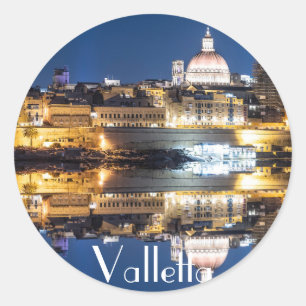 De haven van Valletta in de stad 's nachts Ronde Sticker