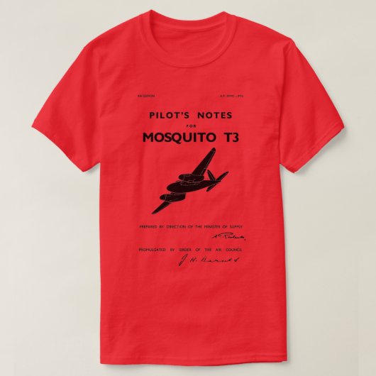 de Havilland Mosquito Pilots Notes T-shirt (Design voorkant)