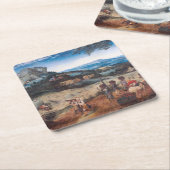 De Haymaking, Pieter Bruegel Vierkante Kartonnen Onderzetter (Schuin)