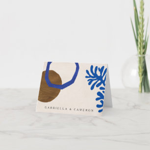 De hedendaagse Abstracte vormen Kunstblauw Tan Wed Bedankkaart