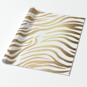 De hedendaagse Golden Zebra White Safari Skin Vip Cadeaupapier
