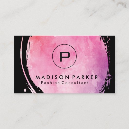 De hedendaagse grafische Waterverf die met Monogra Visitekaartje (Voorkant)