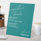De hedendaagse Handschriftekenaar Drink Blauwgroen Reclamebord Met Voetstuk (Insitu)
