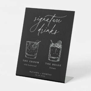 De hedendaagse Handtekening Drink het Pedestal Sig Reclamebord Met Voetstuk