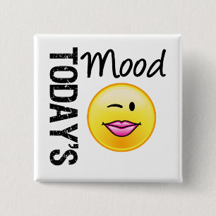 De hedendaagse Mood Emoticon Flirty Vierkante Button 5,1 Cm