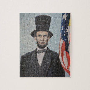de heer Abraham Lincoln Portrait Art Puzzle Legpuzzel