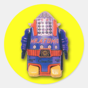 de heer Atomic Robot Stickers (blad van 6)