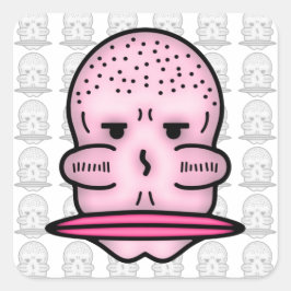 de heer Big Cheekbones & Even Bigger Mouth v2 Squa Vierkante Sticker