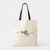 De heer Black White Pas getrouwd Groom Script op m Tote Bag (Achterkant)