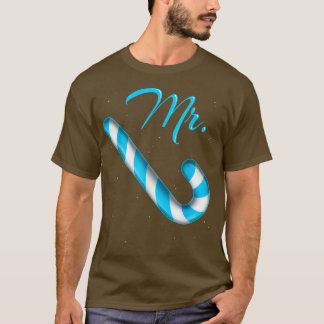 de heer Candy Cane Mrs Merry en Bright Pink en Blu T-shirt