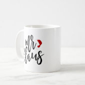 de heer Claus Black Script met Pet Holiday Mok (Voorkant links)