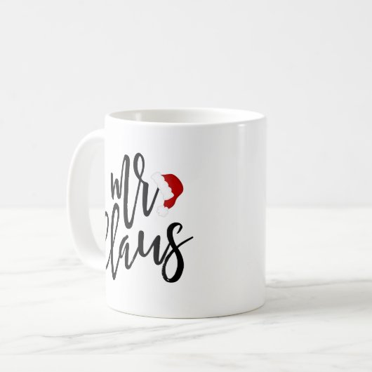 de heer Claus Black Script met Pet Holiday Mok (Voorkant links)
