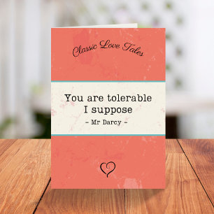 De heer Darcy grappige boek citeert Valentijnsdag Feestdagen Kaart