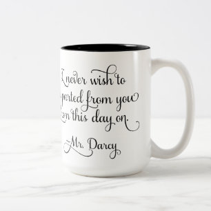 De heer Darcy Quote Jane Austen Tweekleurige Koffiemok