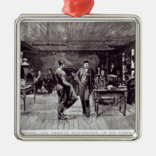 de heer Edison , de vooraanstaande elektricien Metalen Ornament
