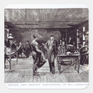 de heer Edison , de vooraanstaande elektricien Vierkante Sticker