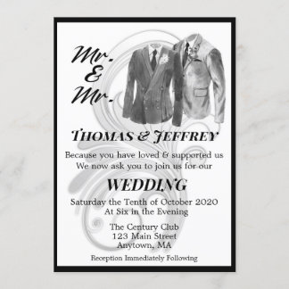 De heer en de heer Wedding Invitation Kaart