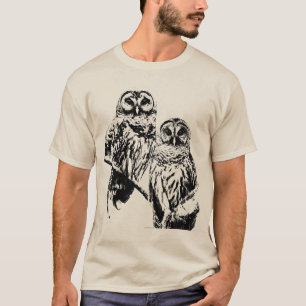 De heer en mevrouw Barred Owl - 2020 - zwarte inkt T-shirt