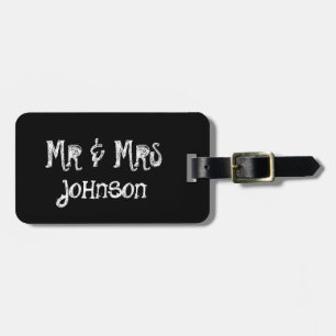 De heer en mevrouw black chalkboard reizen bagagel bagagelabel