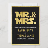 De heer en mevrouw Black Gold Sci Fi Theme Save The Date (Voorkant)