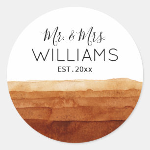 De heer en mevrouw Boho Waterverf Abstracte woesti Ronde Sticker