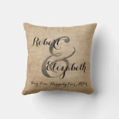 De heer en mevrouw Burlap Wedding Personalized Kussen (Achterkant)
