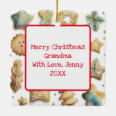 De heer en mevrouw Claus Bakkoekjes Aangepaste Ker Keramisch Ornament (Achterkant)