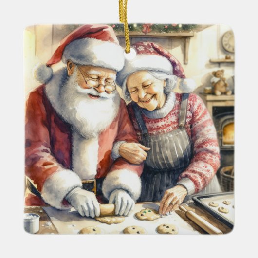 De heer en mevrouw Claus Bakkoekjes Aangepaste Ker Keramisch Ornament (Voorkant)