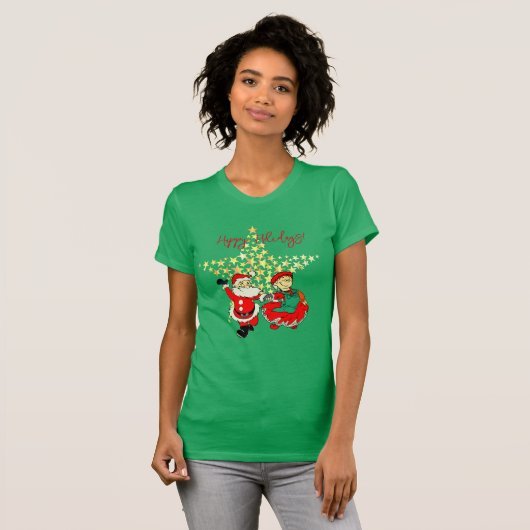 De heer en mevrouw Claus T-Shirt met kerstgroen (Voorkant volledig)