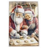 De heer en mevrouw Clause Schattigee Kerstmis Medium Cadeauzakje (Voorkant)