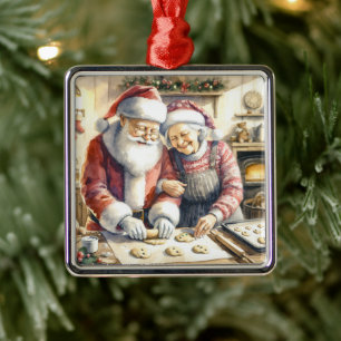 De heer en mevrouw Clause Schattigee Kerstmis Metalen Ornament
