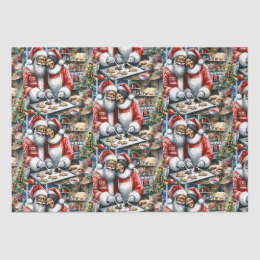 De heer en mevrouw Clause Schattigee Kerstmis Tissuepapier (Voorkant)