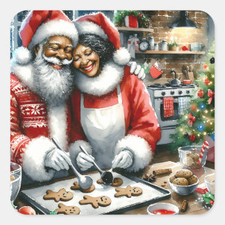 De heer en mevrouw Clause Schattigee Kerstmis Vierkante Sticker