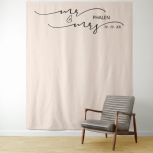 De heer en mevrouw Cream Wedding Backdrop Wandkleed