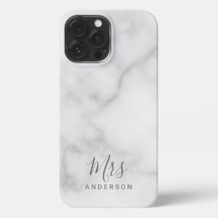 De heer en mevrouw   Elegant Marble Modern Script iPhone 13 Pro Max Hoesje