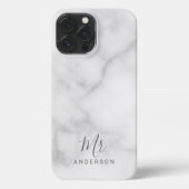 De heer en mevrouw | Elegant Marble Modern Script  iPhone Hoesje (Achterkant)