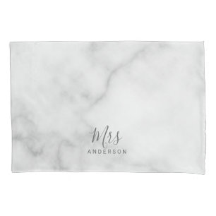 De heer en mevrouw Elegant Marble Modern Script Kussensloop