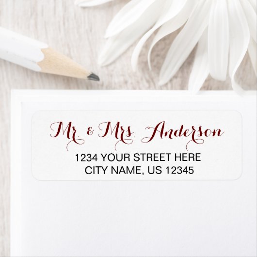 De heer en mevrouw Elegant Script Wedding Name Add Etiket (Insitu)