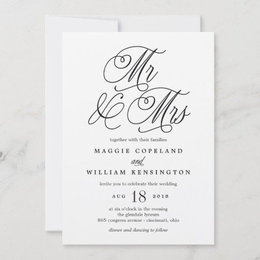 De heer en mevrouw Elegant Wedding Invitation Kraf Kaart (Voorkant)