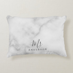 De heer en mevrouw Elegant White Marble Modern S Accent Kussen