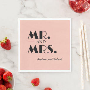 De heer en mevrouw gepersonaliseerde cocktailserve servet
